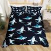 Shark Fish Print Duvet Cover Set Cute Underwater Animals Luxury Soft Bedding Set Children Teens Adults Blue Comforter Cover Sets