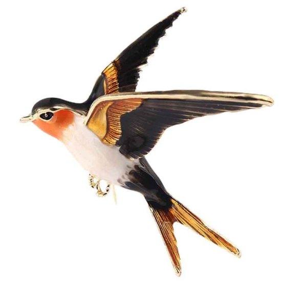 

Женская ласточка, птица, эмалированная брошь в виде животного, значок на лацкане, ювелирный аксессуар белый/чёрный
