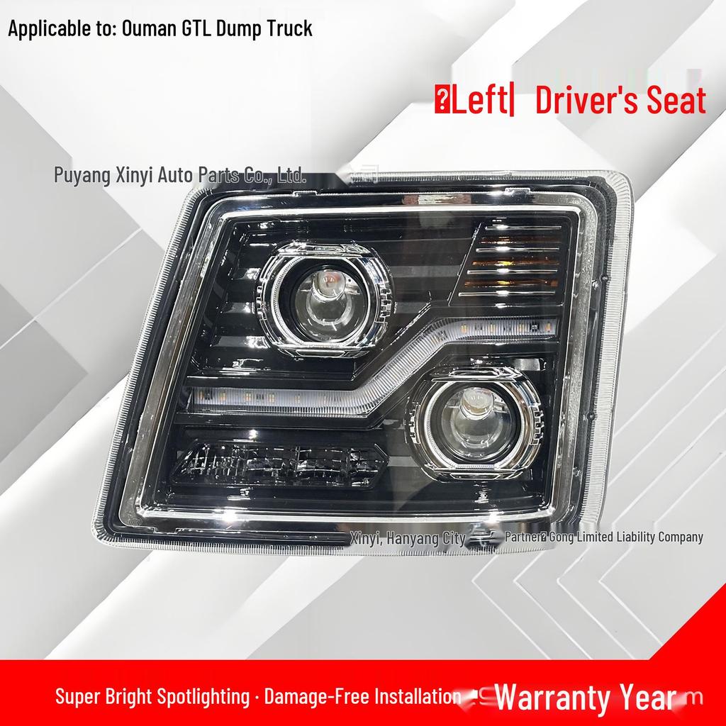 Ouman H4-B GTL Dump Truck Headlight Assembly - Super Bright LED Laser with Six-Lens Focus