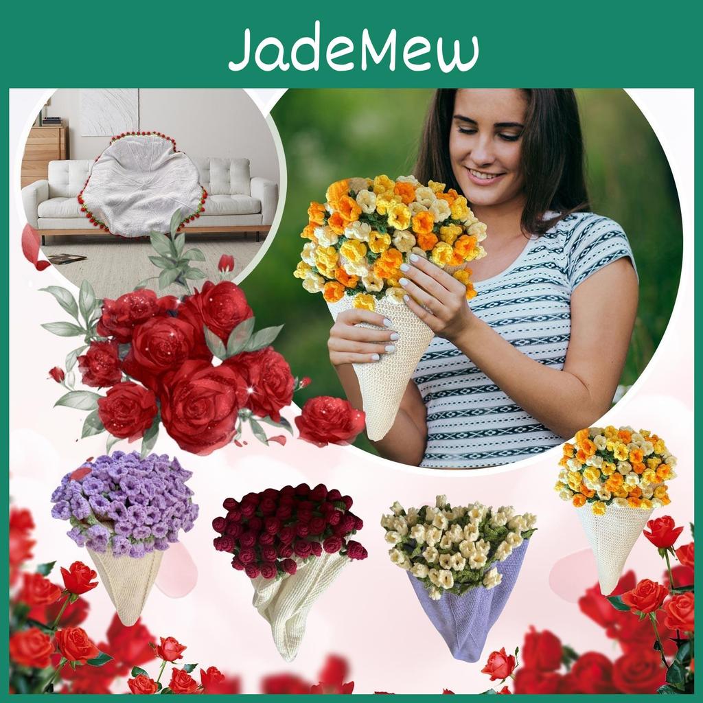 Of Handmade Knitting Yarn Rose The Valley Blanket Jasmine Flower Bouquet Crochet Hook Creative Gift Material Package