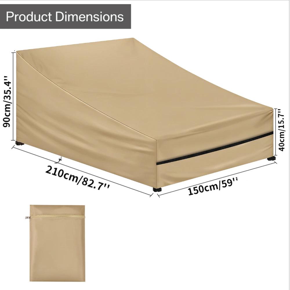 Copertura Impermeabile per Sdraio da Patio Doppia/Singola Larga, Coperture Protettive per Letto da Giorno in Rattan da Esterno, Arredi per Prato/Piscina