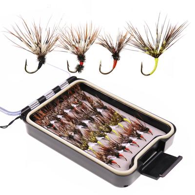24PCS/Box Tenkara Flies In Waterproof Fly Box Size 12 Barbed Hook Tenkara Fishing Fly Soft Hackle Trout Fishing Wet Fly