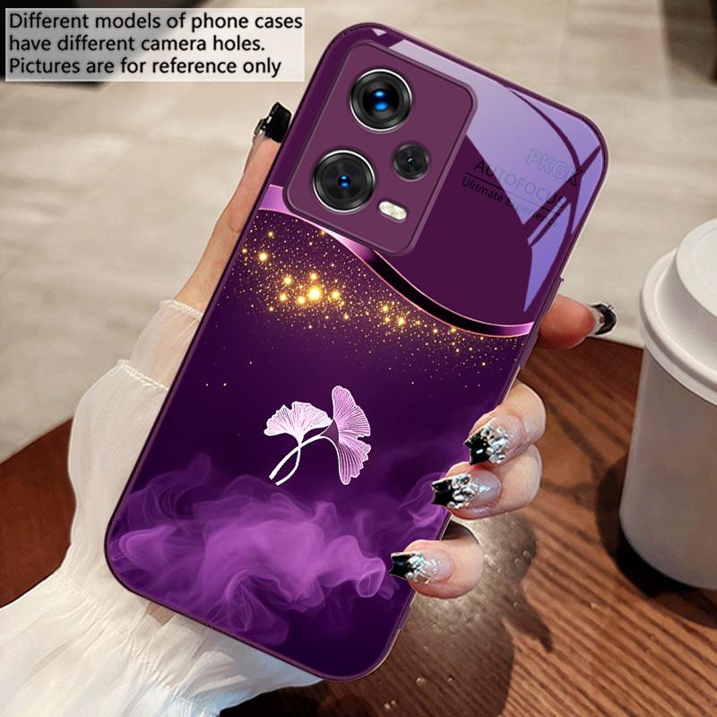 Lila Rauch Ginkgo Blätter Für Xiaomi 14 Ultra 13 Lite Redmi Note 13 11 Pro 12 Plus Poco X6 3 Pro F4 6 GT Gehärtete Handyhülle