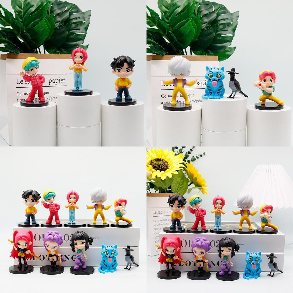 Q Version Kpop Demon Hunters Pvc Model Ornament For Demon Slayer Fans With Cartoon Style