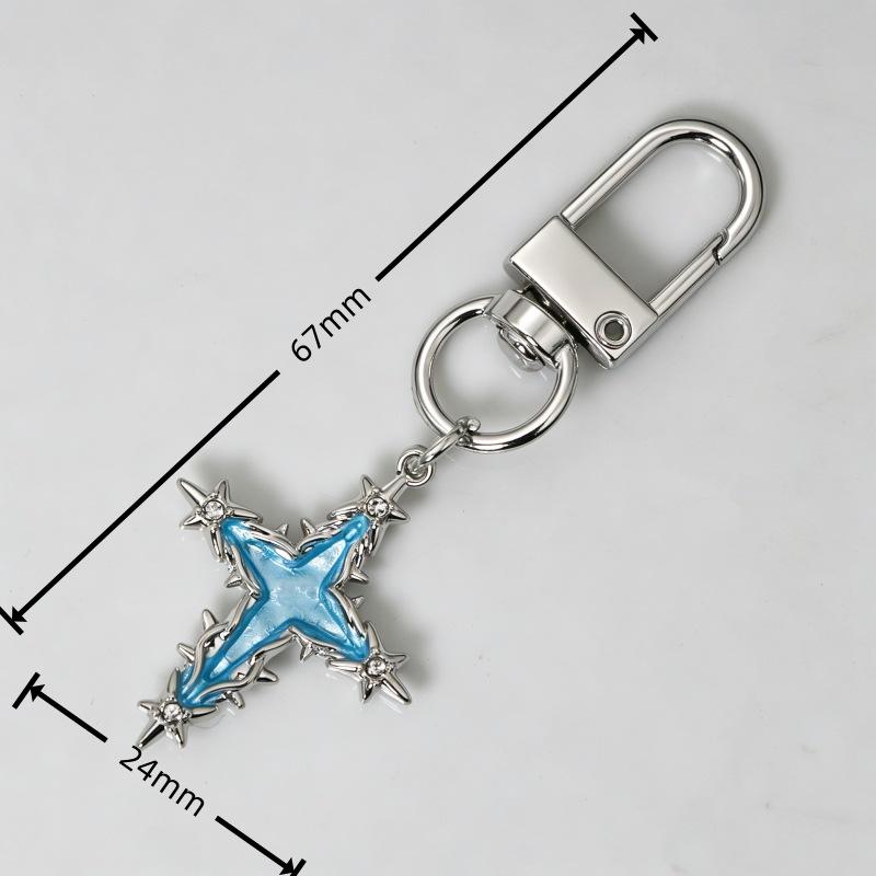 INS Style Versatile Zinc Alloy Cross Keychain Pendant Jewelry Gift for Women - Bag Charm & Best Friend Accessory