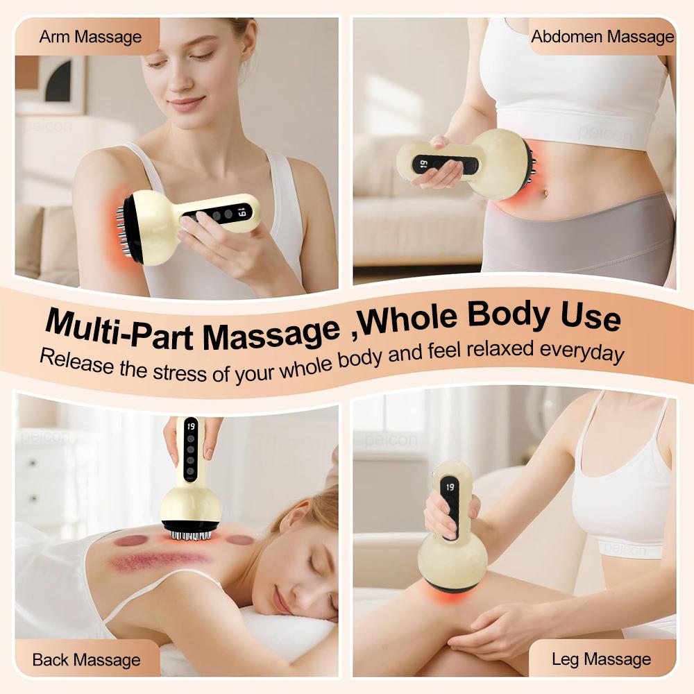 Elektrischer Muskelmassagegerät Handheld Elektrische Meridian Schabebürste für Körper Rücken Bein Schulter Arm Beheizter Anti-Cellulite Massagegerät