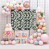 6 Pcs Flower Wall Panel , Green and White Faux Rose Backdrop, Artificial Flower Decor for Wedding Arch, Party Decor, Photo Booth