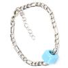 Glass Bead Bracelet Square Big Hole Blue Glass Bead Geometric Bracelet for Decoration GiftGiving(White Gold Bracelet )
