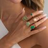 7pcs Set Luxury Retro Emerald Blending Resin Ring Set for Women Fashion Geometric Gold Color Simple Stackable Rings Jewelry Sets