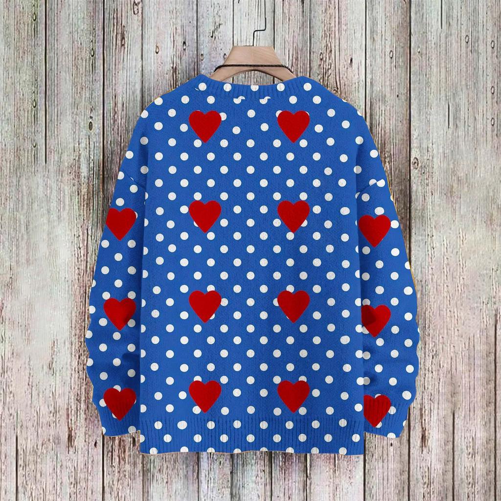 Men's Print Faux Sweater, Crewneck Sweatshirt, Loose Long-sleeved Top