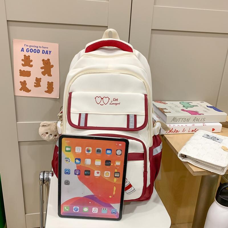 Dámský batoh s velkou kapacitou Studentská školní taška pro dívky Barevný blok batoh