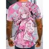 Anime Girl 3D Print T-Shirt for Men Casual Crew Neck Short Sleeve Knit Fabric Unisex Loose