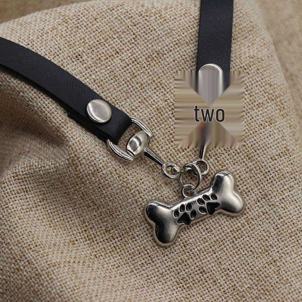 Y2K Spicy Sweet Heart & Cat Paw Pendant Leather Choker Chain Necklace for Women