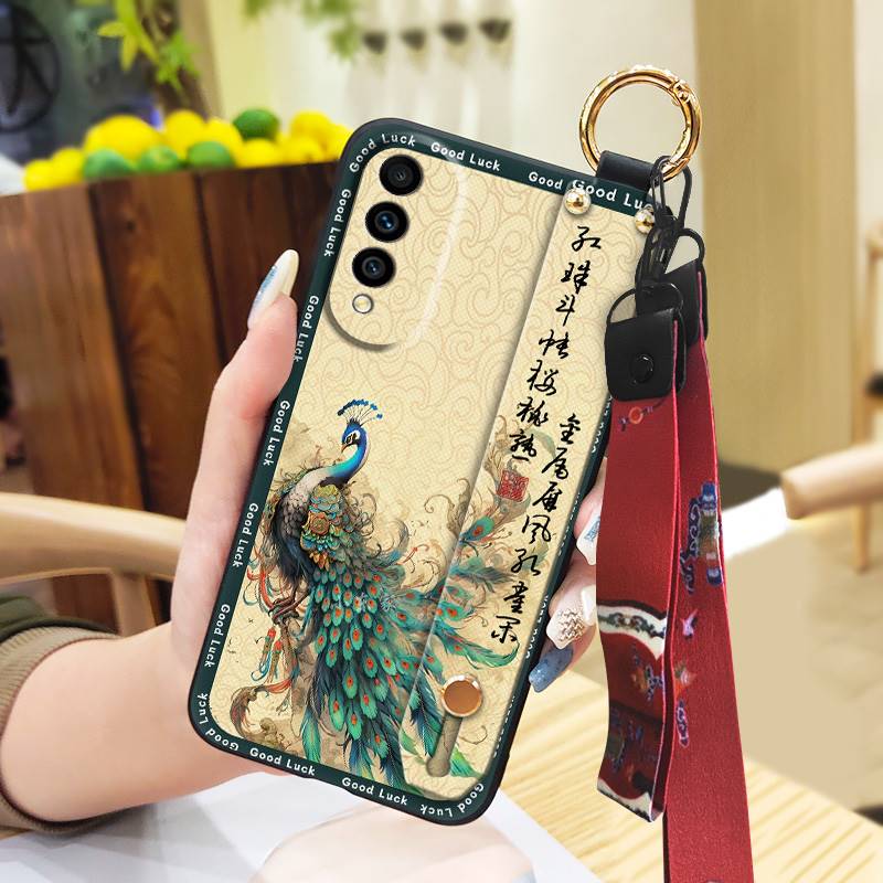 Lanyard For Mom Phone Case For Wiko T50 Shockproof Waterproof Dirt-resistant Phone Holder Silicone Back Cover Kickstand