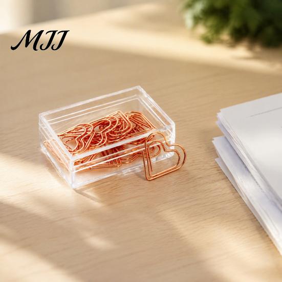 Rose Gold Desk Accessories 10PCS Metal Paper Clips, Decorative Cartoon Shape Durable Fasteners Bookmarks, Creative Documents Organizers for Office And