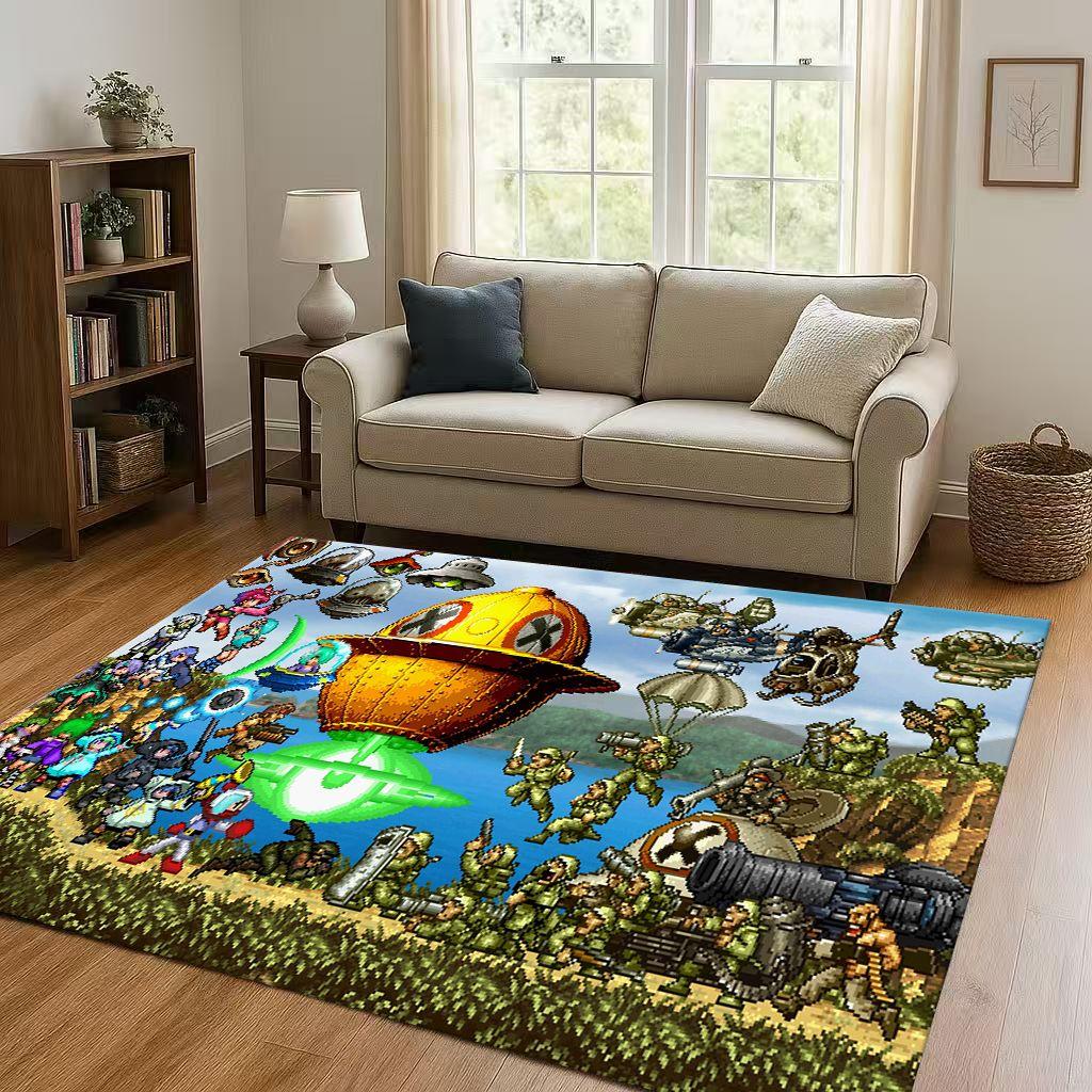 3D Classic Game Metal Slug Pixel Style Living Room Non Slip Area Rug Soft Carpet for Bedroom Playroom Sofa,Home Decor Doormat