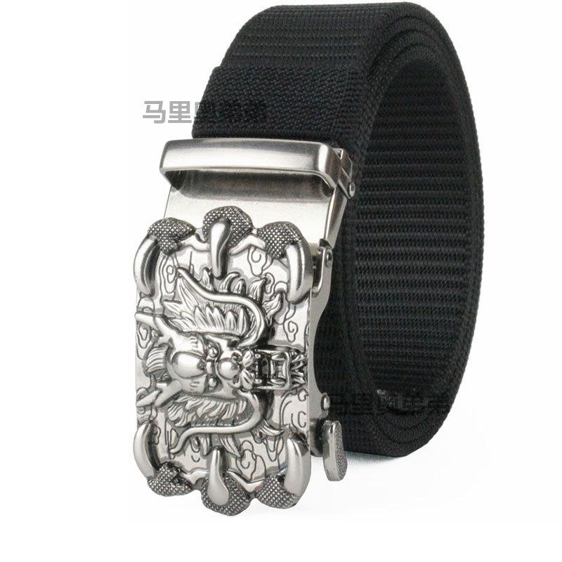 Belt, Men's Automatic Buckle Toothless Business Casual Men's Belt, Young People's Personality Trendy Nylon Canvas