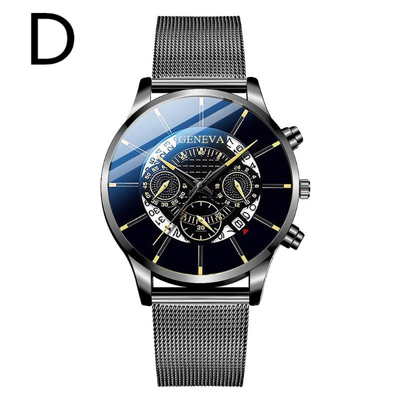 Alloy Mesh Belt Watch, Three-Eye Ultra-Thin Mesh Belt Fashion Casual Steel Belt Quartz Watch Men