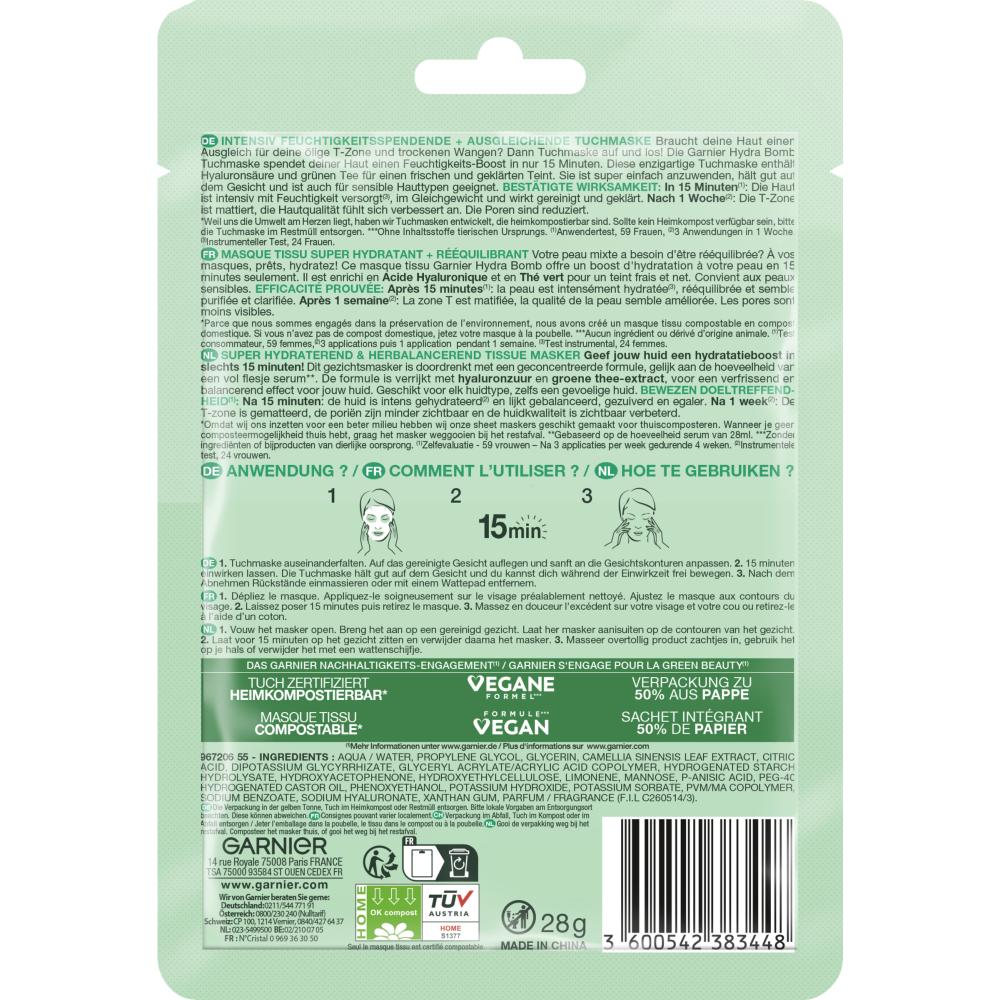 Garnier Garnier Mask Sheet Hydra Balm Green Tea 1 Pack