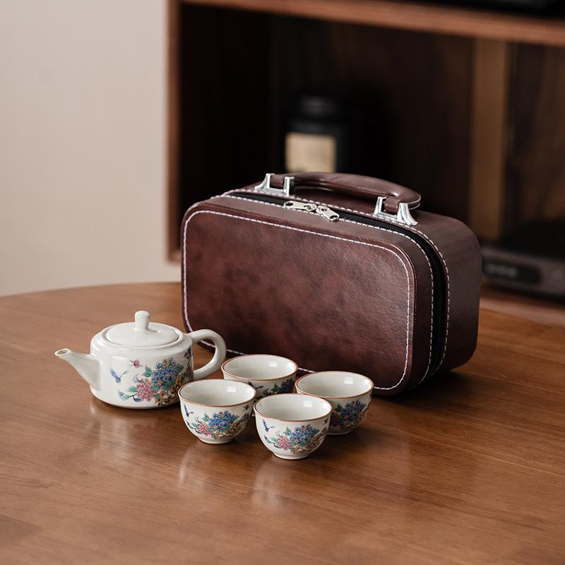 Ru Kiln Travel Tea Set Portable One Pot Four Cups Chinese Style Merchandise Guochao Company Event Companion