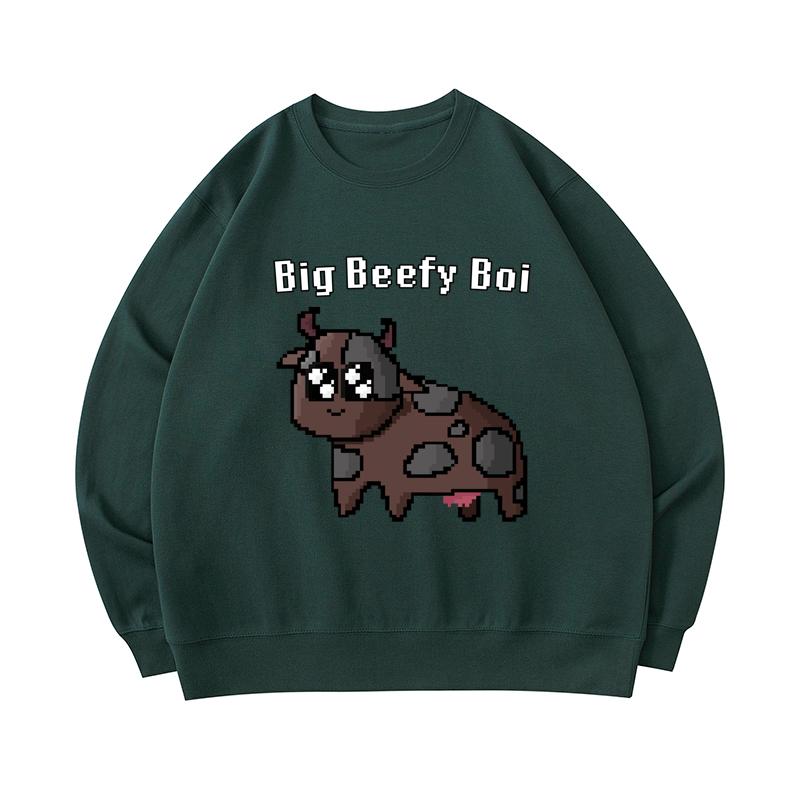 Cotton Sweatshirt Big Beefy Boi Print 