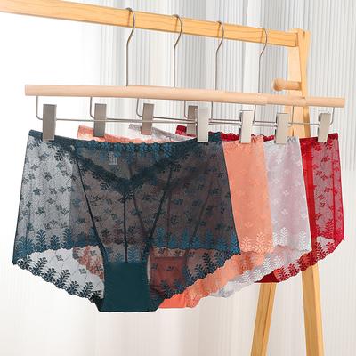 Soft Lace Underwear for Women Briefs Plus Size High Waist Sexy Panties Transparent Mesh Women's Underpants