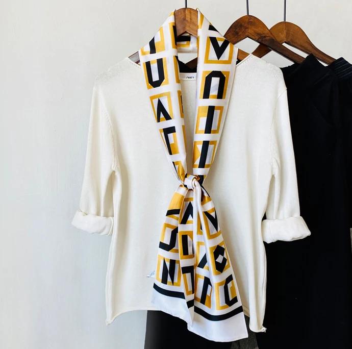 Choice Long Small Women Silk Scarf Tie Decorated Professional Neck Cover Multi-functional Tin Spring Travel Ladies Neckerchiefs