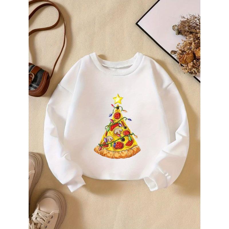 Kids Sweatshirt Christmas Creative Letter Pattern Fashion Casual Crew Neck Sweatshirt for Daily Party Vacation Gift