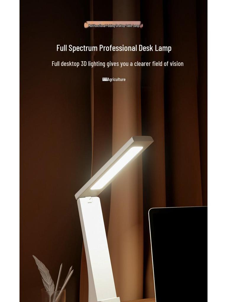 Foldable LED Desk Lamp, Plug-in & Rechargeable, Eye Protection for Kids' Reading & Writing