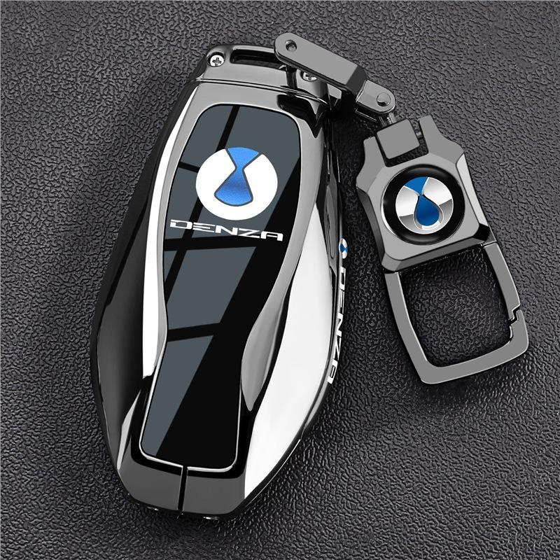 Premium Zinc Alloy & PU Key Cover Case for DENZA D9/N7 - Protective Key Fob Shell Keybag Keychain