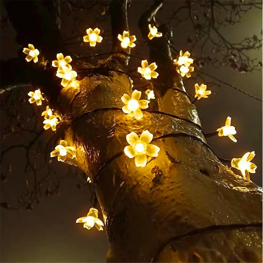 Solar Led Garland Violets For Balcony Terrace Garden Lights 50Led 7M