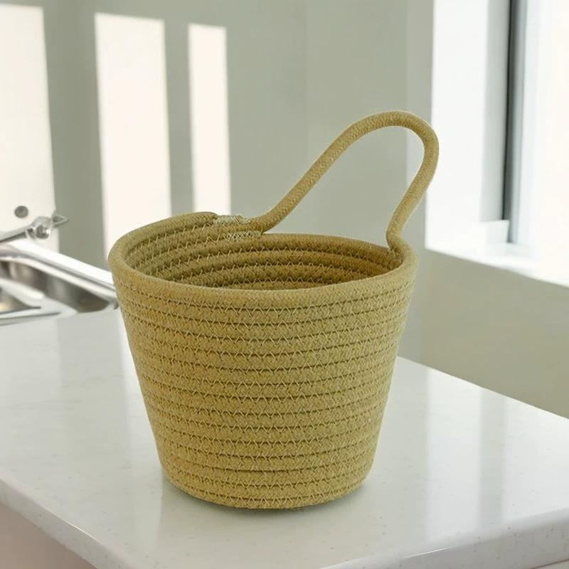 Cotton Rope Woven Storage Basket, Small Laundry Baskets, Desktop Sundries, Keys, Toys, Snacks Organizer Box, Ins Hanging