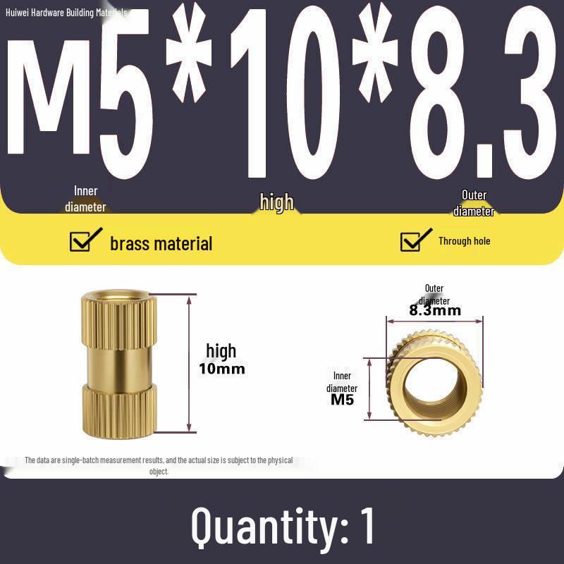 Zwei-Wege-Spritzguss Kupfer Rändelmuttereinsatz (M2-M8)
