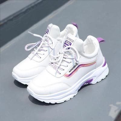 Sneaker Women's Sequined White Shoes Women's Spring and Autumn Breathable New Korean Style Height-Increasing Travel Shoes Flat Running Shoes