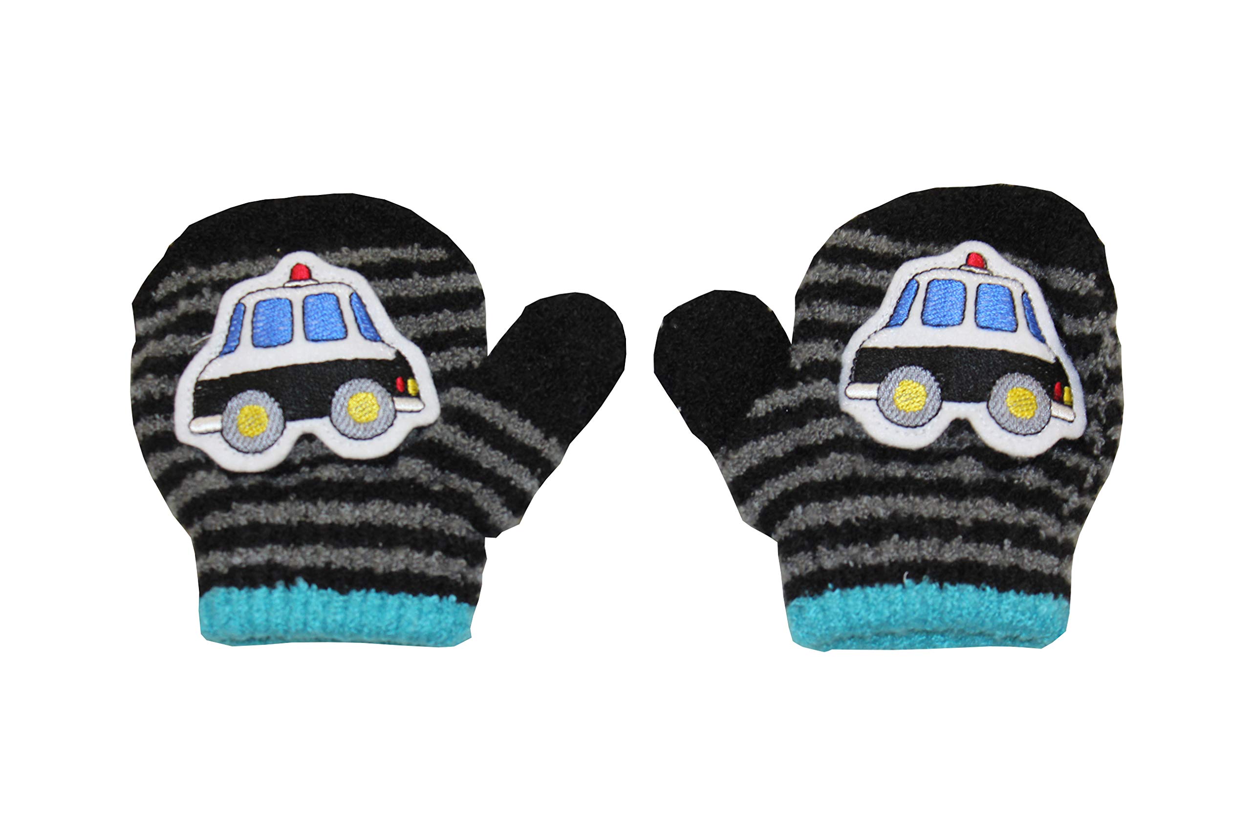 

Детские варежки-перчатки со свистком, который издает милый звук при нажатии на нашивку «Полицейская машина» черного цвета [GlovesDEPO],