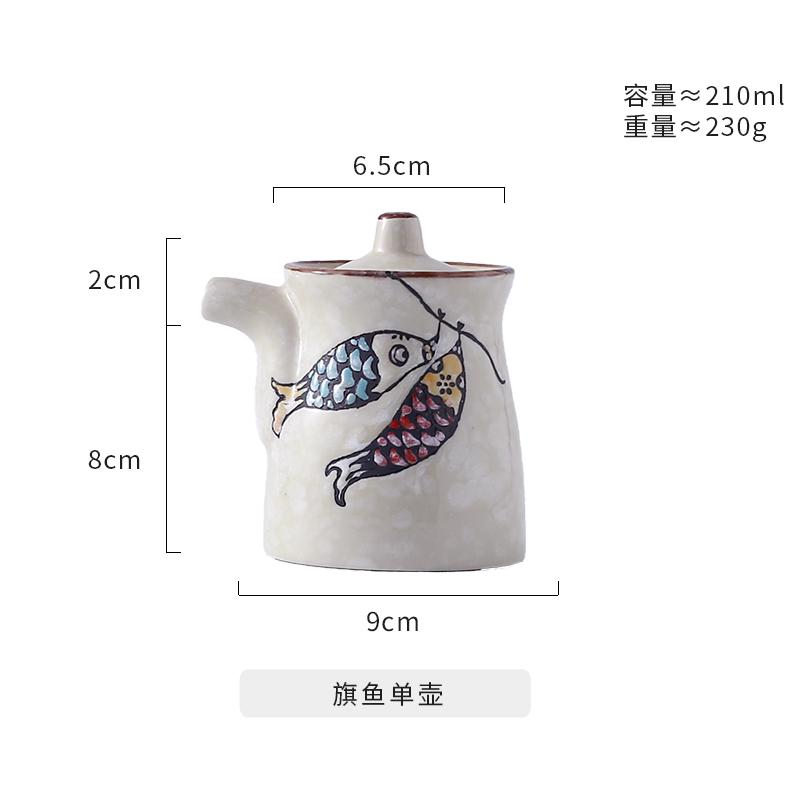 Creative Hand-painted Ceramic Seasoning Jar Set Soy Sauce Pot Kitchen Salt Sugar Pepper Storage Jar Home Condiment Spice Jar