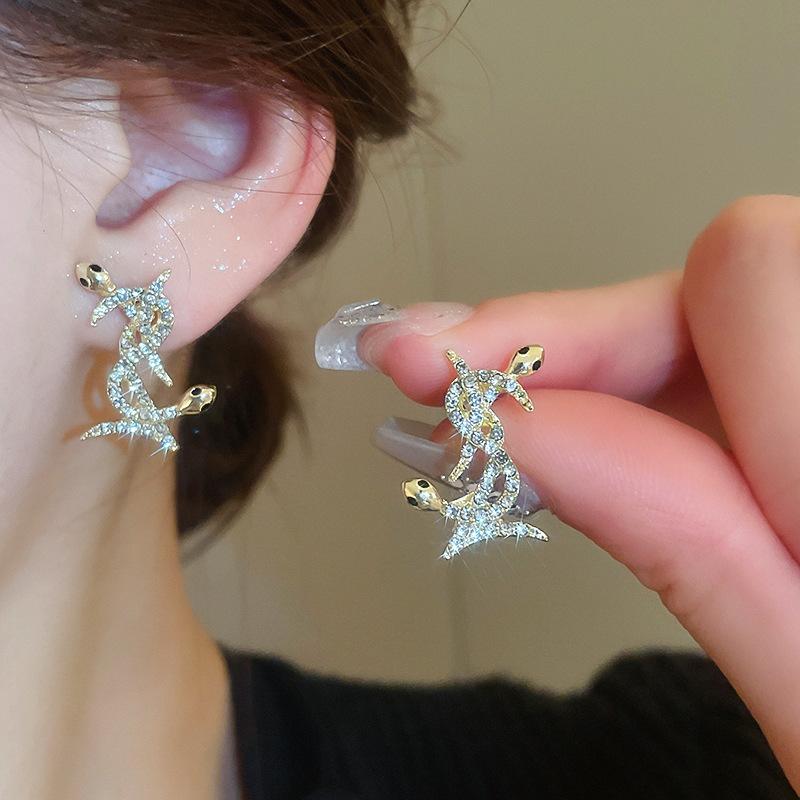 Hadí diamantové C pecky náušnice dámské univerzální náušnice módní náušnice s temperamentem