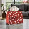 2D Flat 1pc, Tissue Box. Heart-patterned Red with White Polka Dots, Reusable Tissue Dispenser Box for Daily Desktop Tissue Storage. Suitable for Kitch