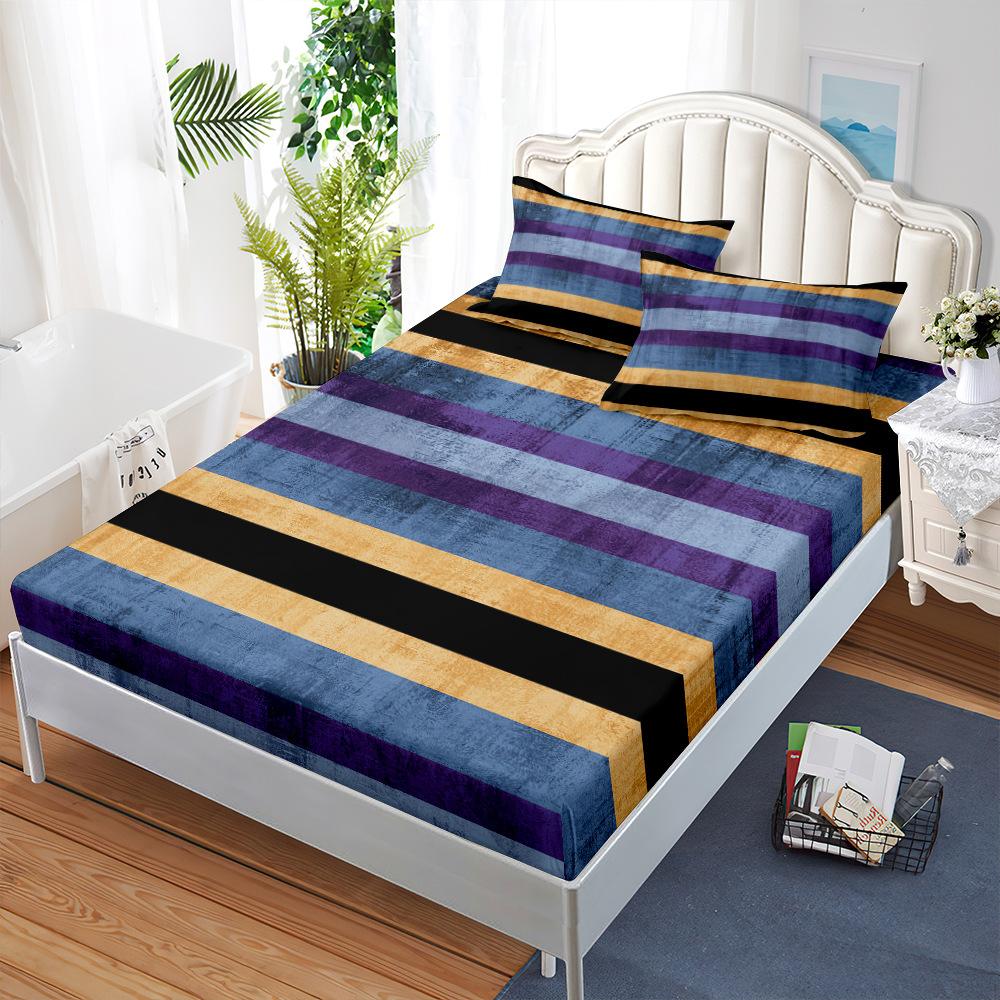 

Three-Piece Mattress, Mattress Cover Retro Striped Letter Mattress, Protective Cover Fully Enclosed 100cm*190cm*40cm)*1pillowcase(51cm*75cm)*1