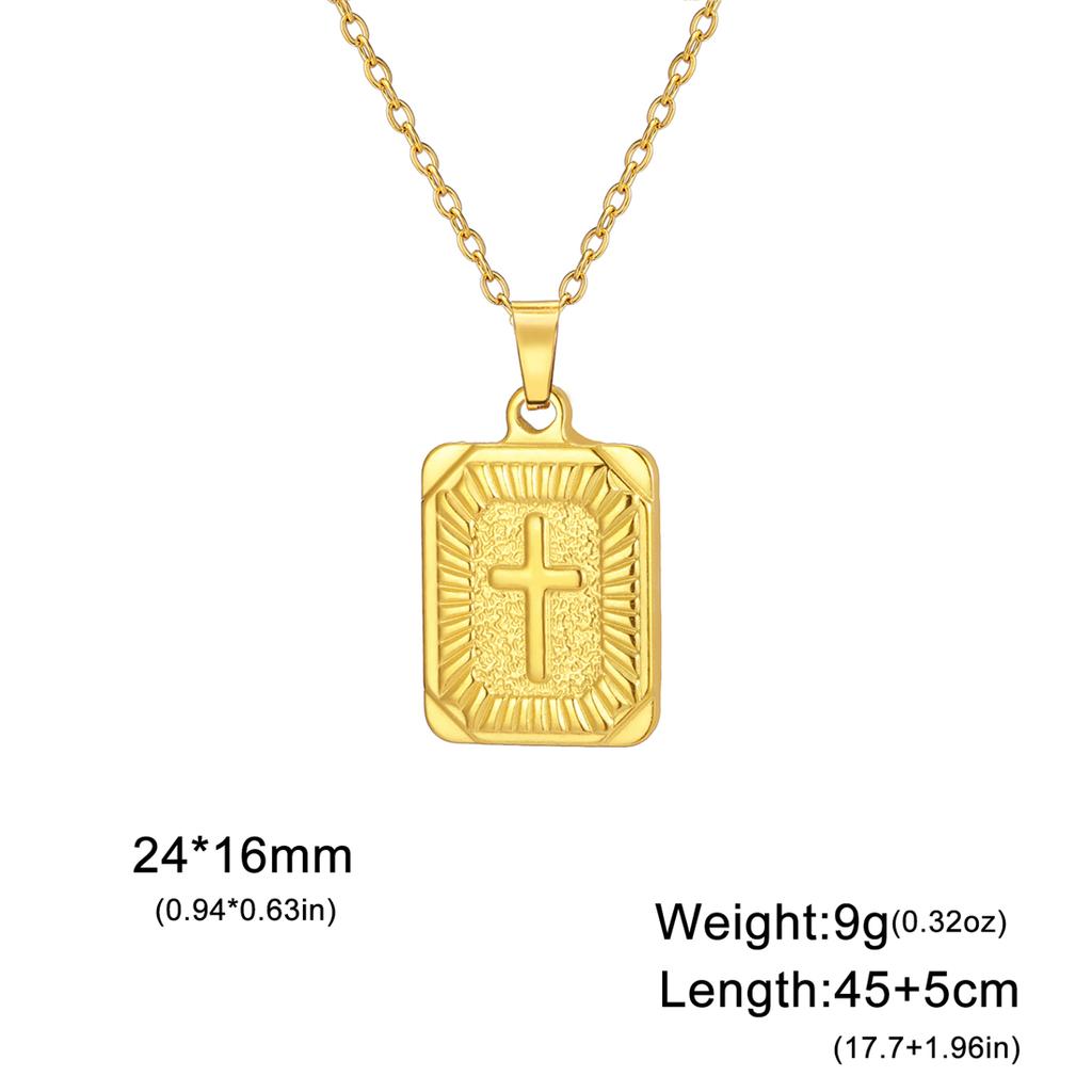 EUEAVAN Square Eastern Orthodox Cross Pendant Necklace Stainless Steel Christian Prayer Amulet Necklaces Men Jewelry Wholesale