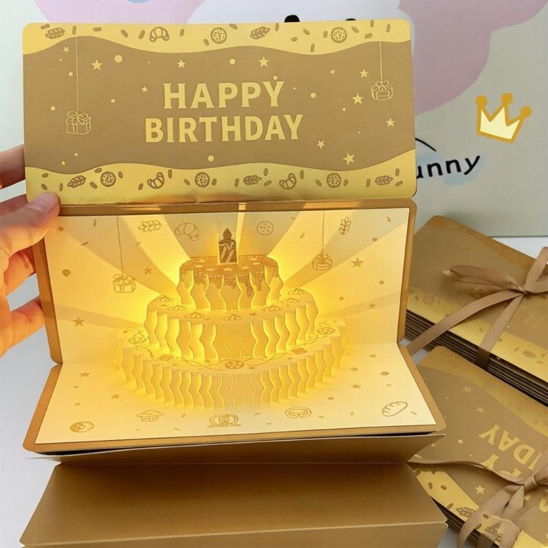 Foldable Money Envelope Sound And Light Greeting Card with 20 Compartments For Cash Present Holiday Celebration