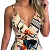 Women's Jumpsuits Sexy Deep V-neck Sleeveless Tops Bohemian Floral Printing Casual Slim Fit Summer Rompers Trendy Wild Short Pants