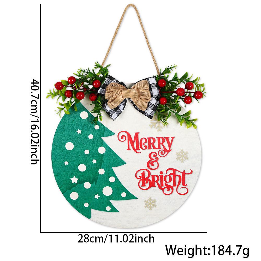Joyful 28cm Wooden Christmas Door Plaque With Colorful Prints For Atmosphere Festive