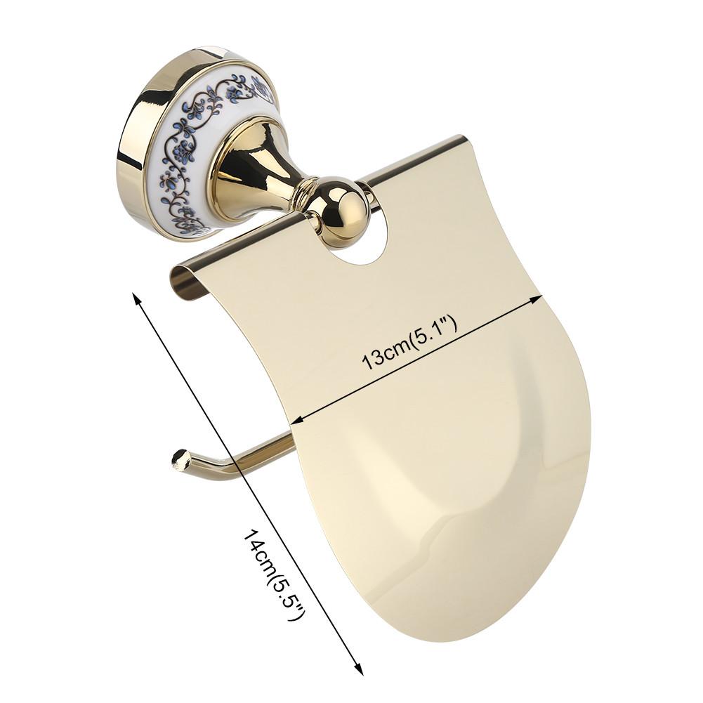 1PC Polished Bathroom Toilet Roll Paper Holder Rack Wall Mounted Tissue Cover Gold