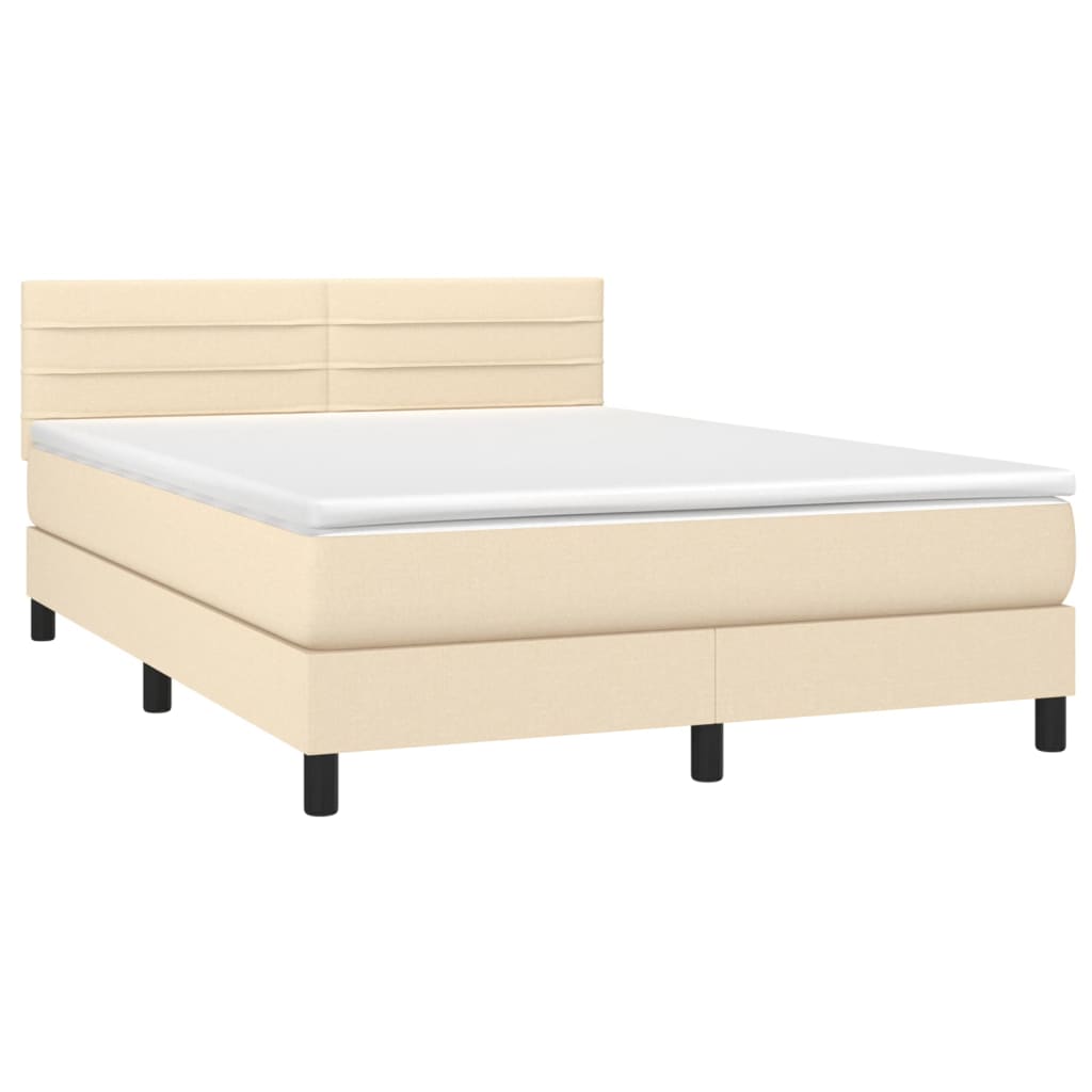 Vidaxl Continental Bed With Mattress, Cream, 140X190 Cm, Fabric