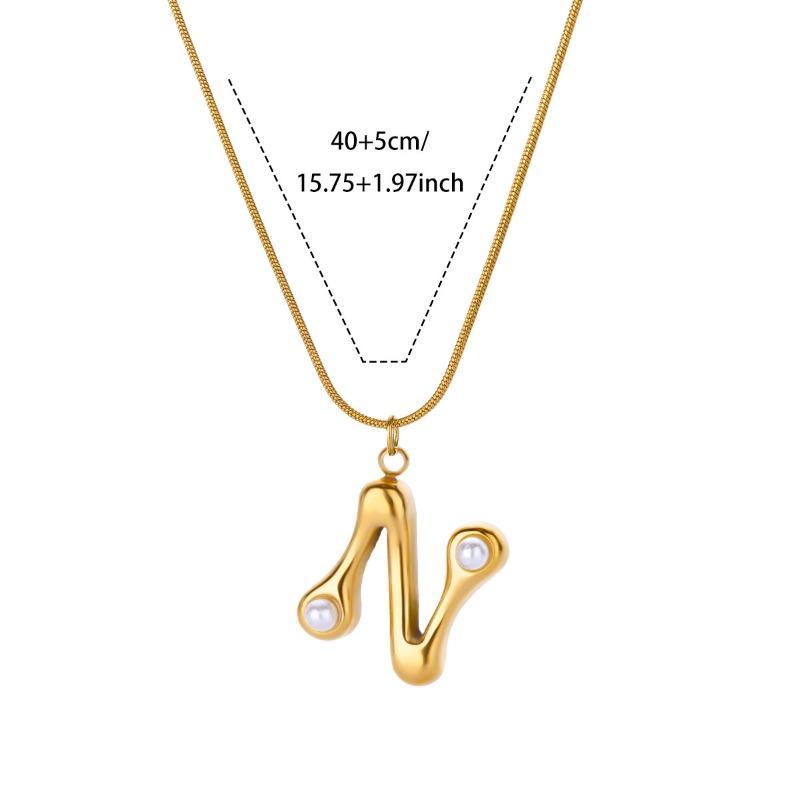 Vintage Stainless Steel Glossy Letter Necklace Female Zircon Cute Bubble English Letter Pendant Necklace New