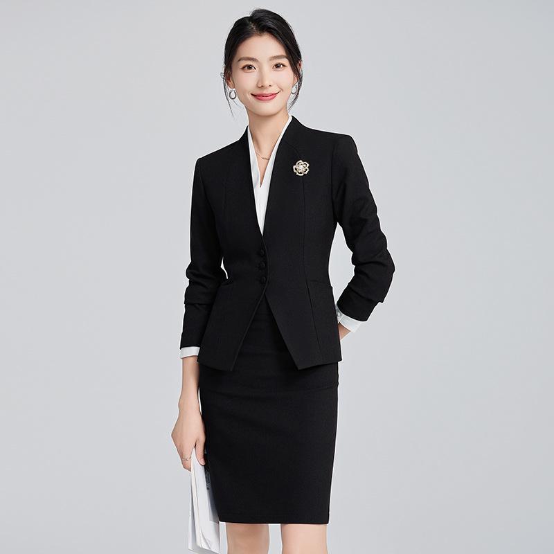Women's Collarless Suit Jacket - 2024 Spring/Autumn High-End Salon and Hotel Reception Professional Workwear Set