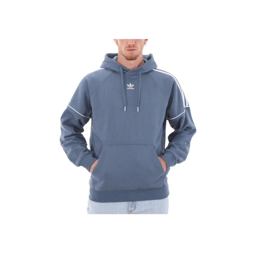 Adidas Originals Rekive Logo Potisk Pruhovaná Ležérní Mikina s Kapucí Pánské Mikiny Modrá HK7311