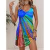 Women's Summer Dress, Casual Holiday Long Dress Regular Fit Pattern Geometric Half Sleeve Round Neck Summer Spring Autumn