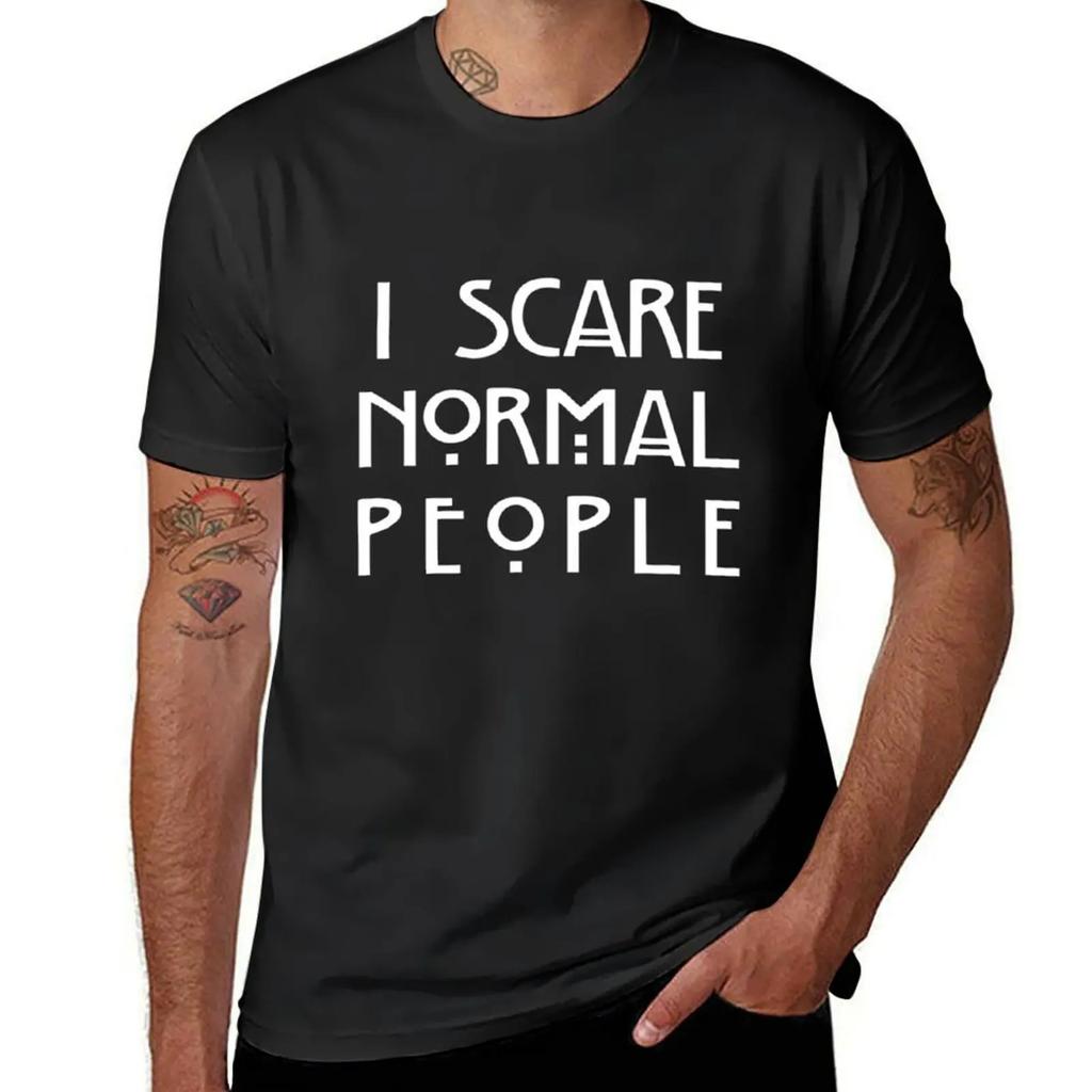 I Scare Normal People Black TShirt plain summer tops mens clothing